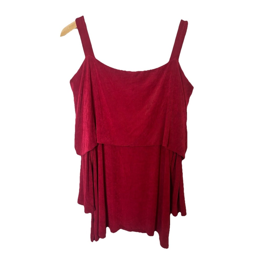 Chicos Travelers Womens 3 (XL) Red Shirt Cold Shoulder Strappy Smooth‎
